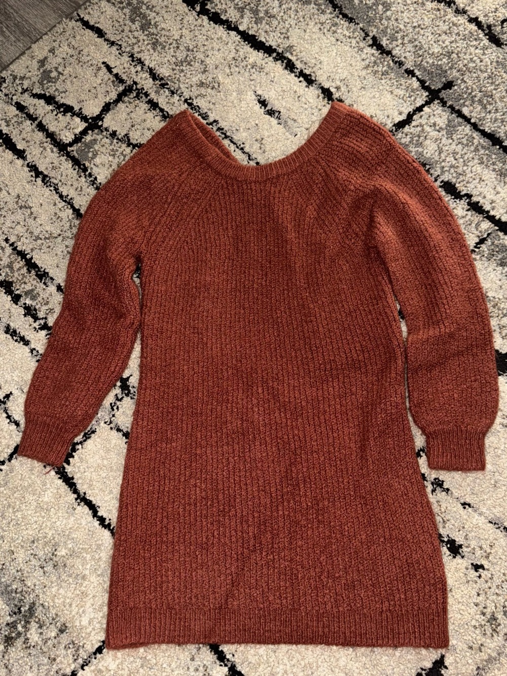 Harper Brick Rust Long-Sleeve Knit Dress